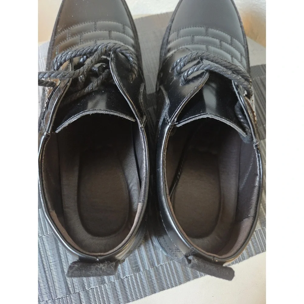 Gatsby Shoes Mens 9 Black Faux Leather Oxford Derby Lace Up Orthopedic NEW